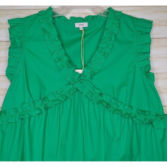 Voy Women's Kelly Green Sleeveless Ruffled Top Size Small NWT - Picture 3 of 8